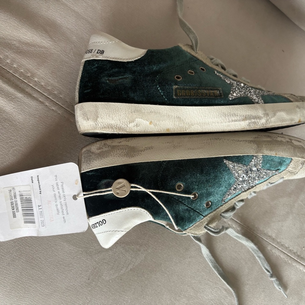 Golden Goose green and silver  Glitter Star Sneakers